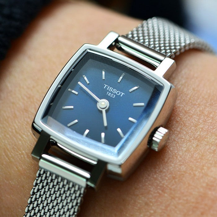 Shop Tissot Lovely Square Blue Dial Silver Mesh Bracelet Watch For Women - T058.109.11.041.00 in USA