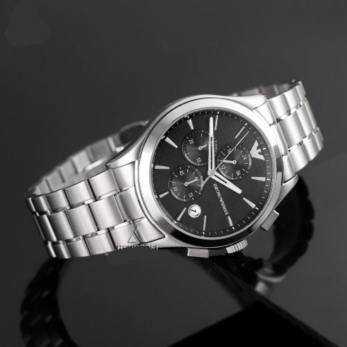 Emporio Armani Paolo Chronograph Black Dial Silver Steel Strap Watch For Men - AR11602 Buy Now By Emporio Armani