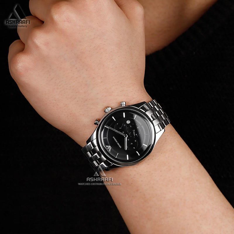 Emporio Armani Chronograph Black Dial Silver Steel Strap Watch For Men - AR11017 Buy Now By Emporio Armani