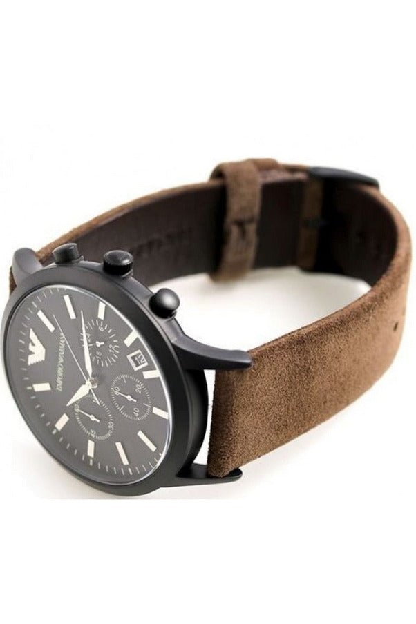 Emporio Armani Chronograph Black Dial Brown Leather Strap Watch For Men - AR11078 Buy Now By Emporio Armani
