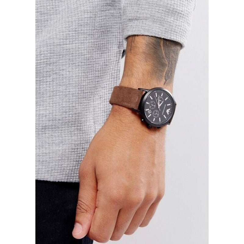 Emporio Armani Chronograph Black Dial Brown Leather Strap Watch For Men - AR11078 Buy Now By Emporio Armani