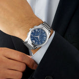 Emporio Armani Classic Blue Dial Silver Steel Strap Watch For Men - AR1635 Buy Now By Emporio Armani
