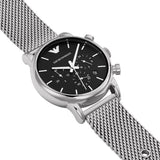 Emporio Armani Luigi Chronograph Black Dial Silver Mesh Bracelet Watch For Men - AR1811 Buy Now By Emporio Armani
