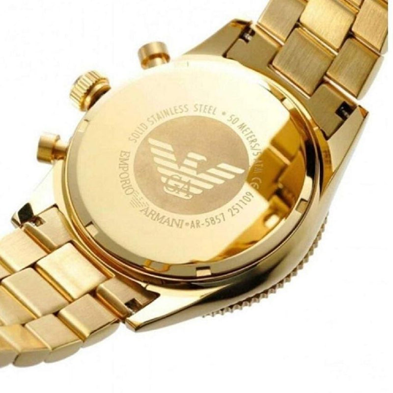 Emporio Armani Chronograph Black Dial Gold Steel Strap Watch For Men - AR5857 Buy Now By Emporio Armani