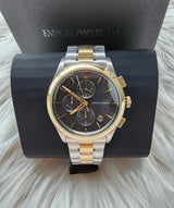 Emporio Armani Quartz Black Dial Two Tone Steel Strap Watch For Men - AR80017 Buy Now By Emporio Armani