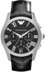 Emporio Armani Valente Chronograph Black Dial Black Leather Strap Watch For Men - AR1633 Buy Now By Emporio Armani