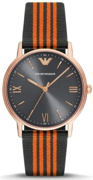 Shop Emporio Armani Kappa Quartz Grey Dial Two Tone Nylon Strap Watch For Men - AR11014 in USA