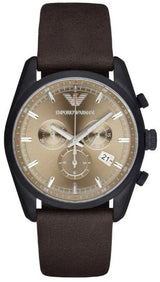 Emporio Armani Sportivo Chronograph Beige Dial Brown Leather Strap Watch For Men - AR6078 Buy Now By Emporio Armani