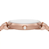 Emporio Armani Gianni T-Bar Crystals Silver Dial Rose Gold Steel Strap Watch For Women - AR11446