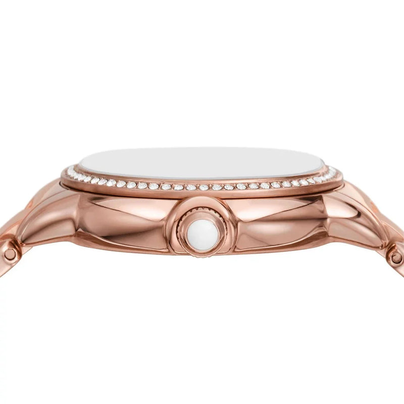 Emporio Armani Mia Three Hand Crystals Silver Dial Rose Gold Steel Strap Watch For Women - AR11633 Buy Now By Emporio Armani