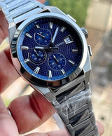 Fossil Everett Chronograph Blue Dial Silver Steel Strap Watch for Men - FS5795 Buy Now By Fossil