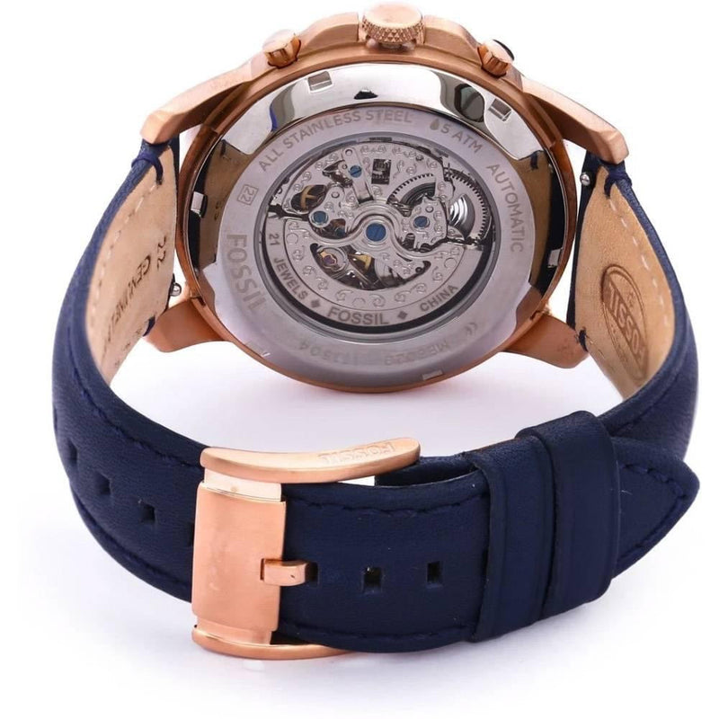 Fossil Grant Automatic Blue Dial Blue Leather Strap Watch for Men - ME3029 Buy Now By Fossil