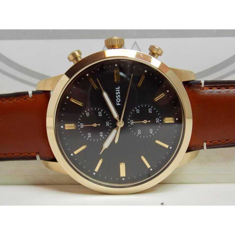 Fossil Townsman Chronograph Black Dial Brown Leather Strap Watch for Men - FS5338 Buy Now By Fossil