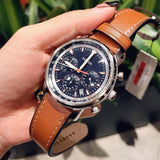 Fossil Goodwin Chronograph Blue Dial Brown Leather Strap Watch for Men - FS5414 Buy Now By Fossil