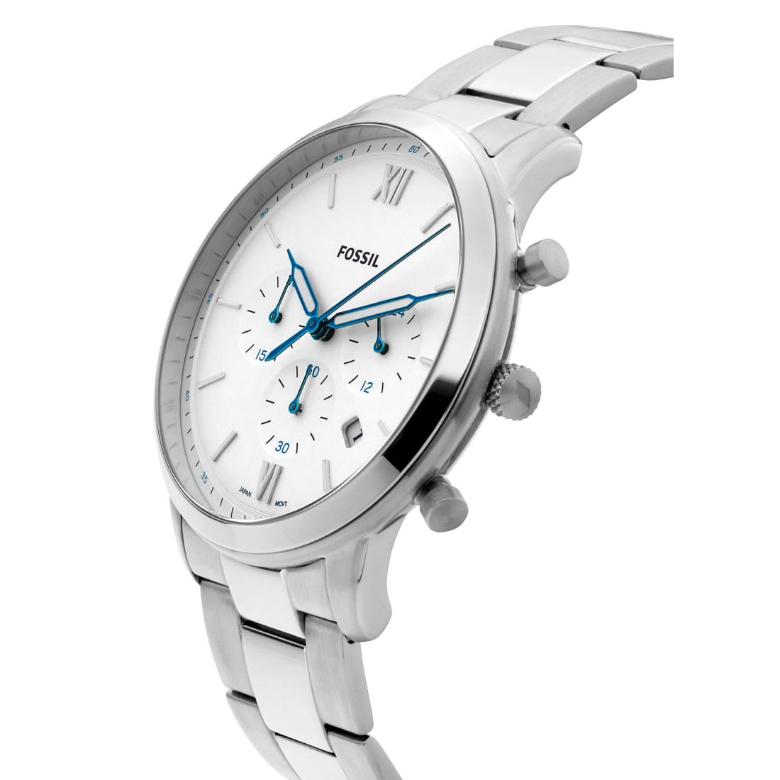 Fossil Neutra Chronograph White Dial Silver Steel Strap Watch for Men - FS5433