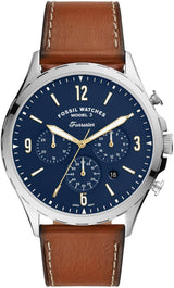 Fossil Forrester Chronograph Blue Dial Brown Leather Strap Watch for Men - S5607 Buy Now By Fossil