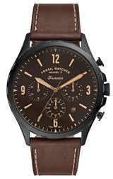 Fossil Forrester Chronograph Black Dial Brown Leather Strap Watch for Men - FS5608 Buy Now By Fossil