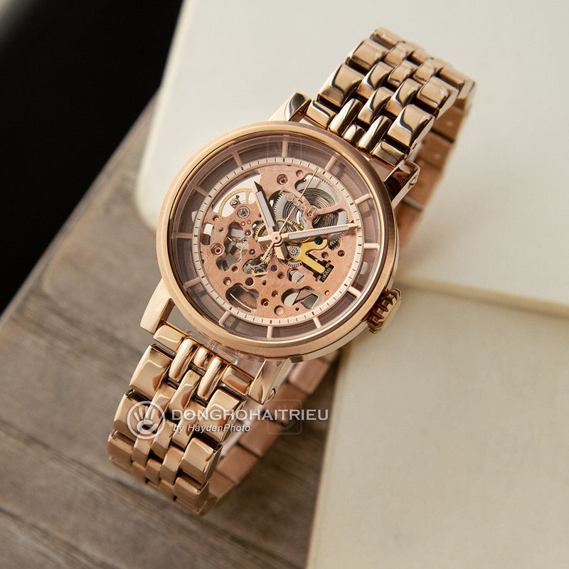 Fossil Boyfriend Automatic Skeleton Rose Gold Dial Rose Gold Steel Strap Watch for Women - ME3065 Buy Now By Fossil