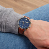 Fossil Neutra Chronograph Blue Dial Brown Leather Strap Watch for Men - FS5791 Buy Now By Fossil