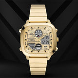 Fossil Retro Analog-Digital Gold Dial Gold Steel Strap Watch for Men - FS5889 Buy Now By Fossil
