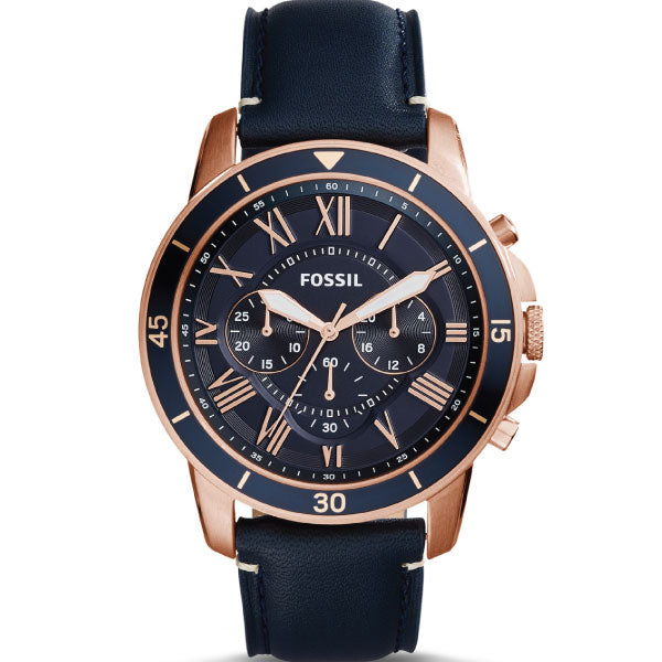 Fossil Grant Sport Chronograph Blue Dial Blue Leather Strap Watch for Men - FS5237 Buy Now By Fossil