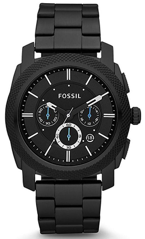 Fossil Machine Chronograph Black Dial Black Steel Strap Watch for Men - FS4552