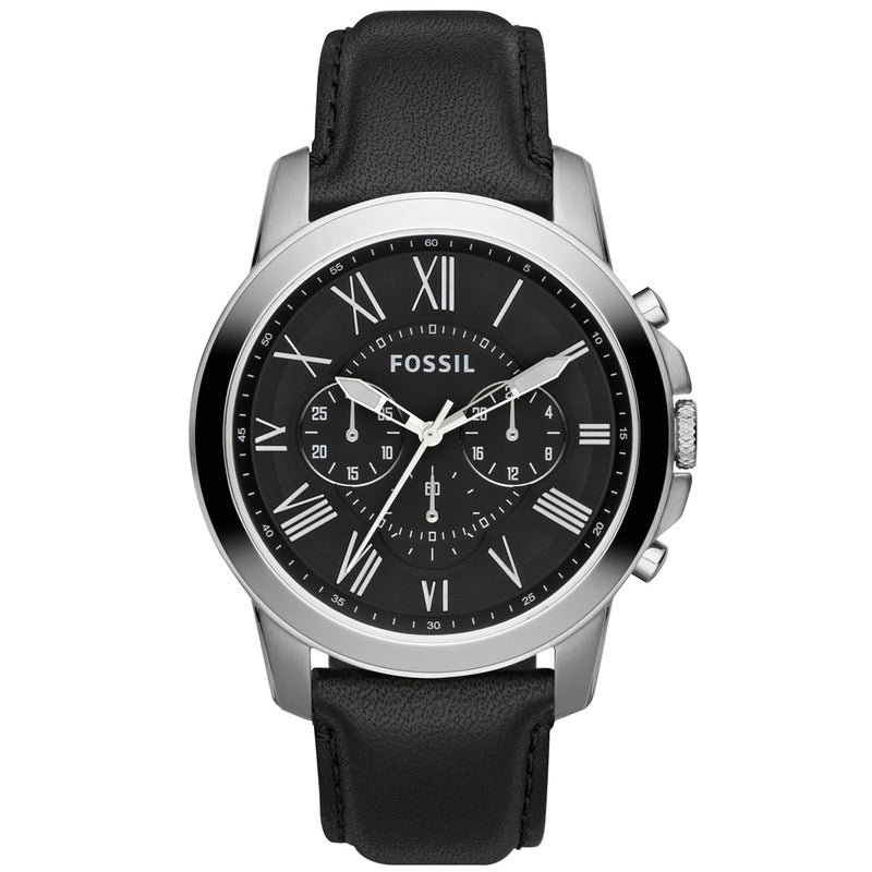 Fossil Grant Chronograph Black Dial Black Leather Strap Watch for Men - FS4812 Buy Now By Fossil