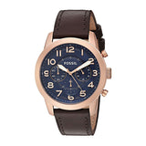 Shop Fossil Pilot 54 Chronograph Blue Dial Brown Leather Strap Watch for Men - FS5204 in USA