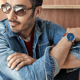 Fossil Minimalist Blue Dial Brown Leather Strap Watch for Men - FS5304 Buy Now By Fossil