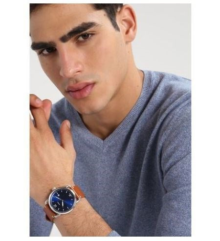 Shop Fossil Commuter Blue Dial Blue Leather Strap Watch for Men - FS5325 in USA