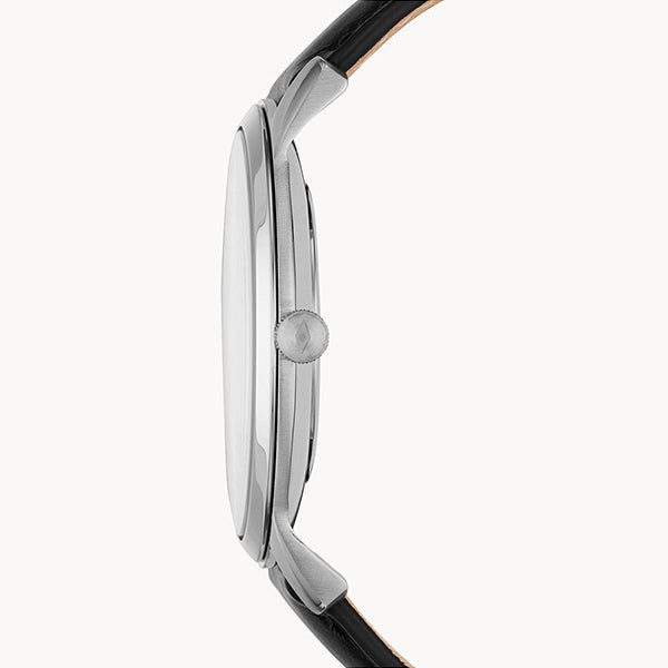 Fossil The Minimalist Three Hand Black Dial Black Leather Strap Watch for Men - FS5398 Buy Now By Fossil