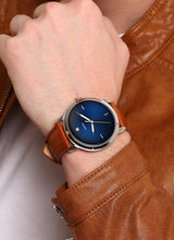 Shop Fossil The Minimalist 3H Blue Dial Brown Leather Strap Watch for Men - FS5499 in USA
