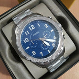 Fossil Bowman Chronograph Blue Dial Silver Steel Strap Watch for Men - FS5604 Buy Now By Fossil