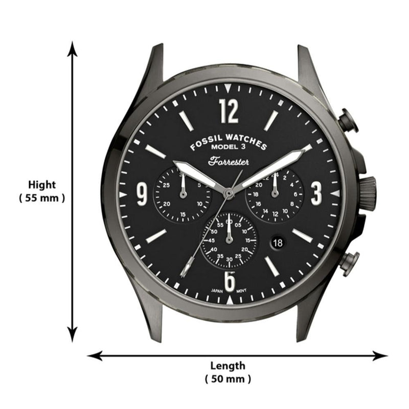 Fossil Forrester Chronograph Black Dial Grey Steel Strap Watch for Men - FS5606 Buy Now By Fossil