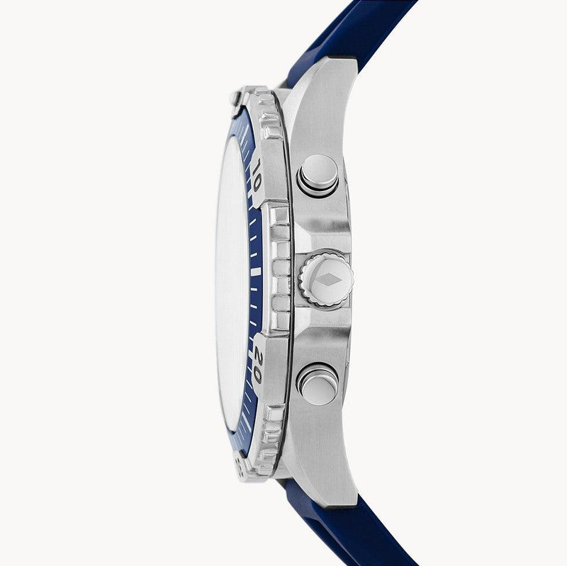 Fossil Garrett Chronograph Blue Dial Blue Rubber Strap Watch for Men - FS5709 Buy Now By Fossil