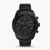 Fossil Bronson Chronograph Black Dial Black Steel Strap Watch for Men - FS5712