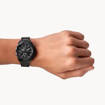 Fossil Forrester Chronograph Black Dial Black Steel Strap Watch for Men - FS5697 Buy Now By Fossil