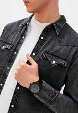 Fossil Bronson Chronograph Black Dial Black Leather Strap Watch for Men - FS5874 Buy Now By Fossil