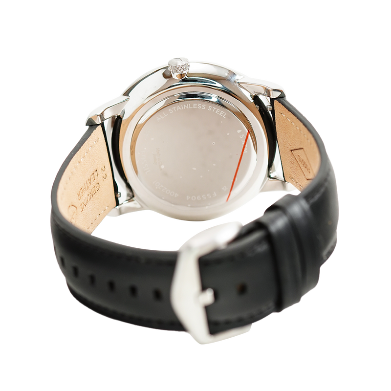 Fossil Neutra Minimalist Moonphase Black Dial Black Leather Strap Watch for Men - FS5904 Buy Now By Fossil