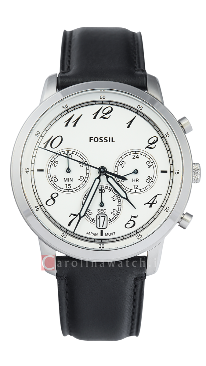Fossil Neutra Chronograph White Dial Black Leather Strap Watch for Men - FS6023 Buy Now By Fossil