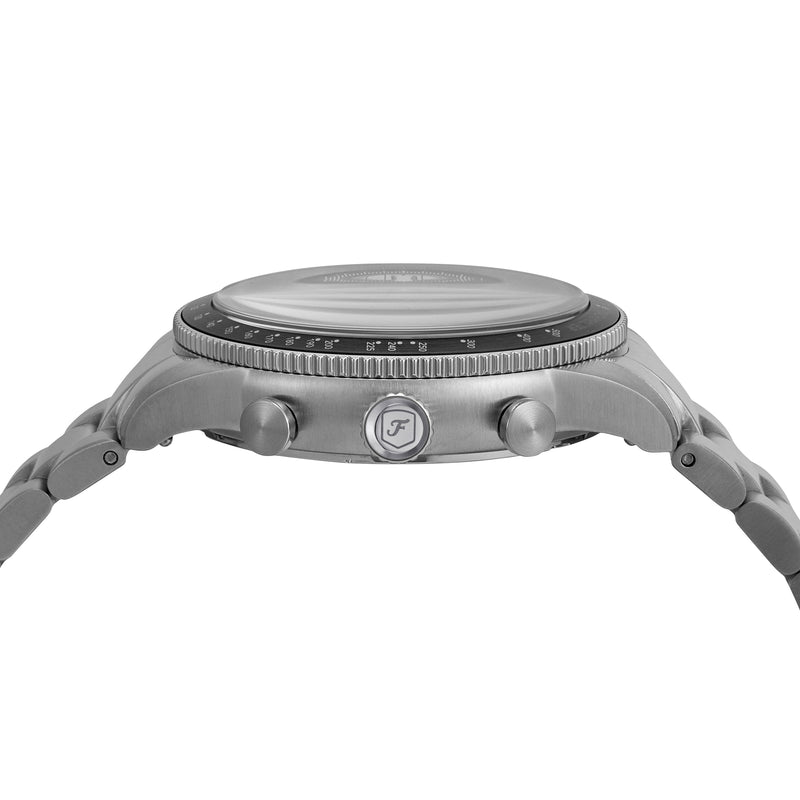 Fossil Sport Tourer Chronograph Black Dial Silver Steel Strap Watch for Men - FS6045 Buy Now By Fossil