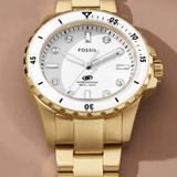 Fossil Blue Dive Three Hand White Dial Gold Steel Strap Watch For Women - ES5350 Buy Now By Fossil