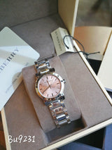 Burberry The City Diamonds Pink Dial Silver Steel Strap Watch for Women - BU9231 Buy Now By Burberry