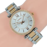 Fossil Carlie Silver Dial Two Tone Steel Strap Watch for Women - ES4342 Buy Now By Fossil