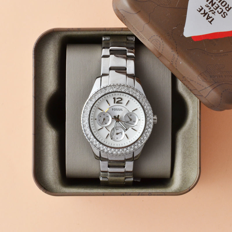 Fossil Stella Silver Dial Silver Steel Strap Watch for Women - ES3588 Buy Now By Fossil