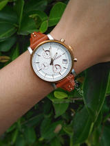 Fossil Boyfriend Chronograph White Dial Brown Leather Strap Watch for Women - ES3837 Buy Now By Fossil