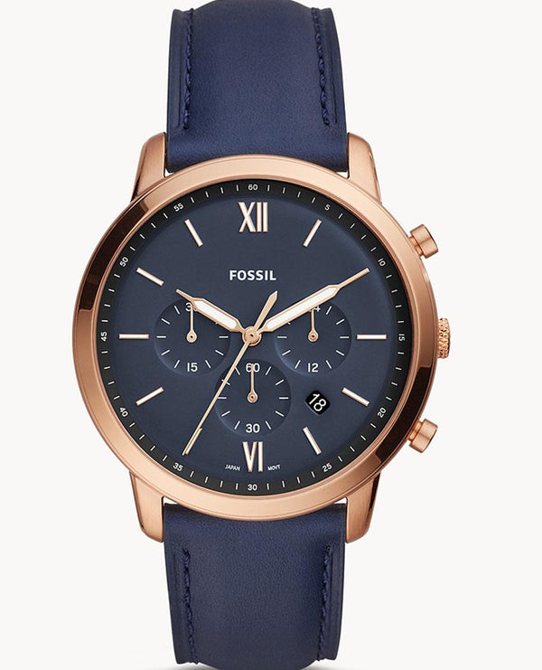 Fossil Neutra Chronograph Blue Dial Blue Leather Strap Watch for Men - FS5454 Buy Now By Fossil