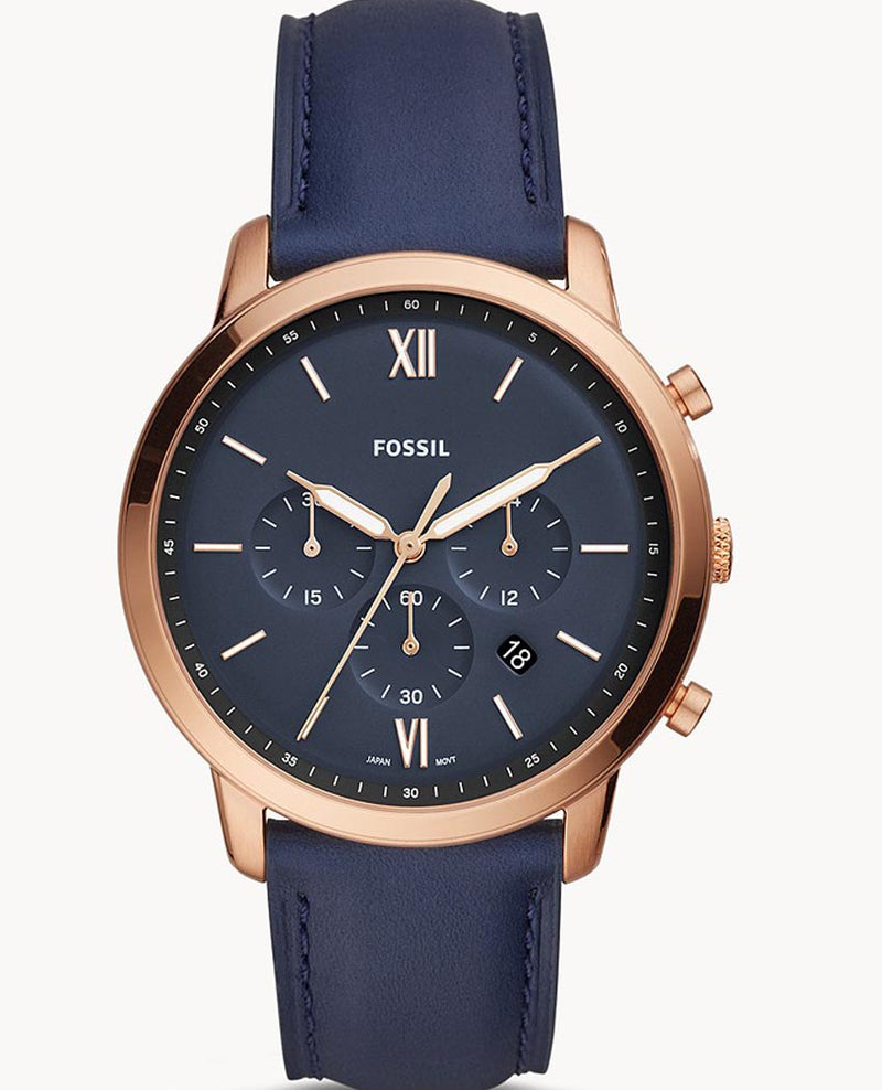 Fossil Neutra Chronograph Blue Dial Blue Leather Strap Watch for Men - FS5454 Buy Now By Fossil