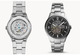 Fossil Forrester Automatic Skeleton Black Dial Silver Steel Strap Watch for Men - ME3180 Buy Now By Fossil