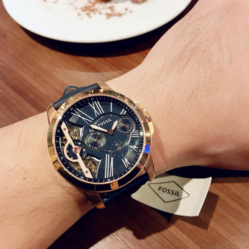 Fossil Grant Twist Multifunction Blue Dial Blue Leather Strap Watch for Men - ME1162 Buy Now By Fossil